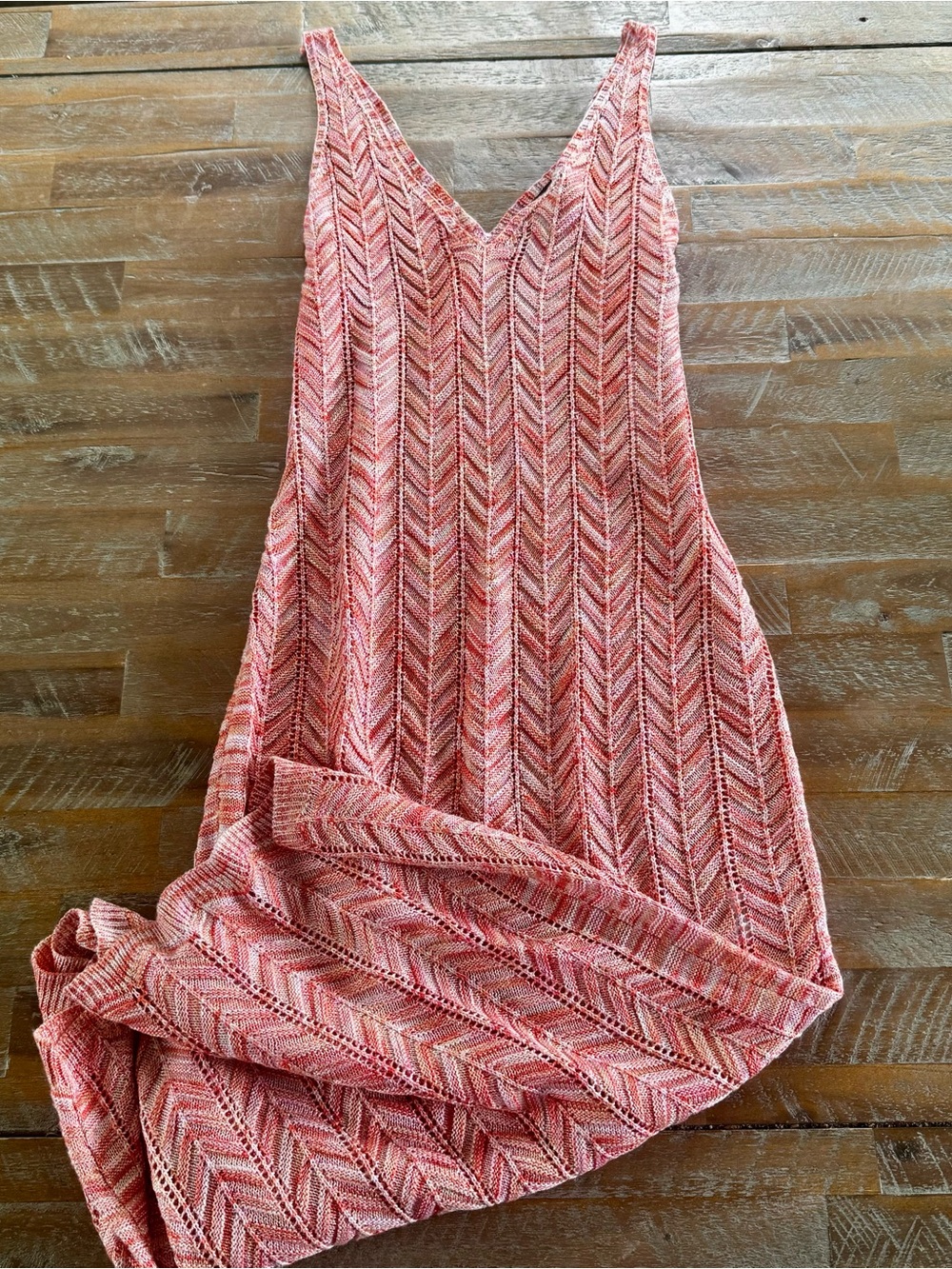 Sleeveless V-Neck Knit Maxi Dress in Coral Pink